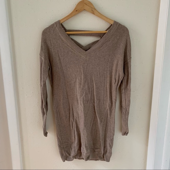 Strappy V Neck Sweater Dress - Picture 2 of 4